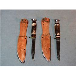 2 Edge Mark hunting knives, new, both 4" w/sheaths