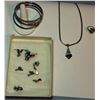 Image 1 : Turquoise, coral and mother of pearl bracelet and assorted earrings and pins