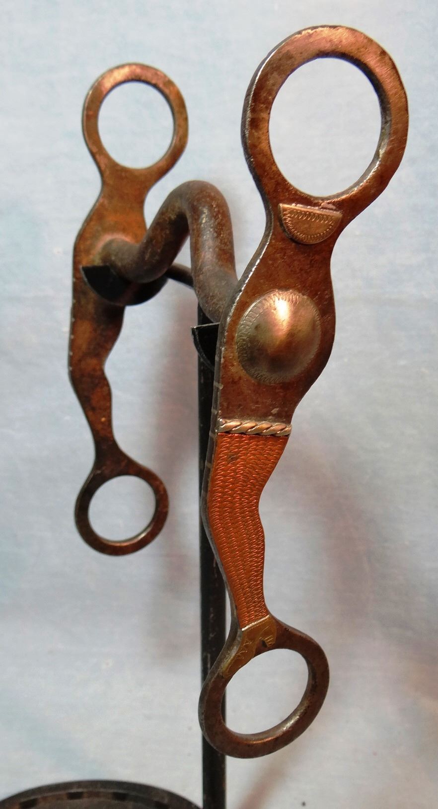 Gal Leg Bit Crockett copper and silver mtd gal leg bit, large, mint
