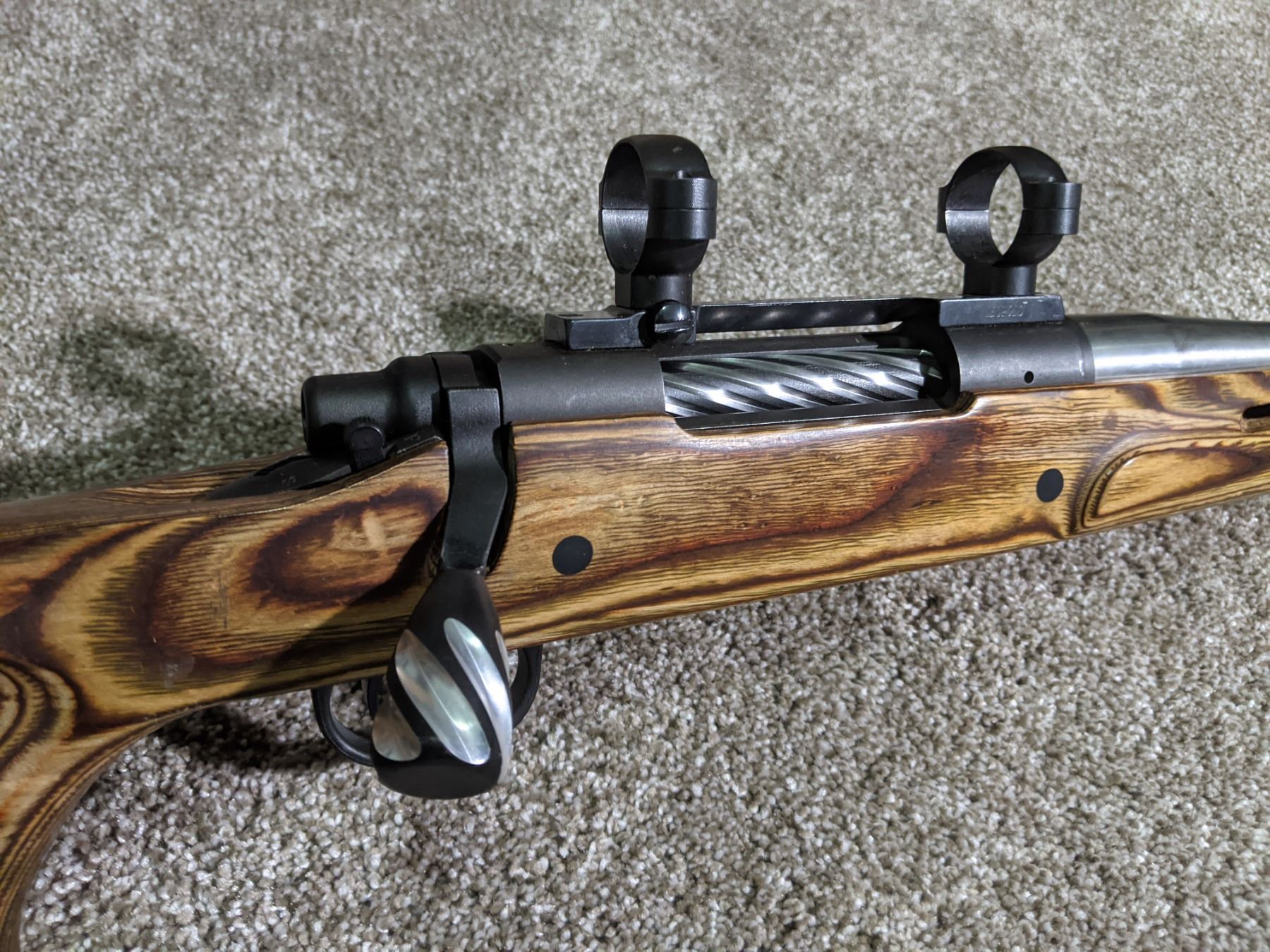 Remington 700 VLS, .26 Nosler, stainless, fluted bolt, thumbhole stock