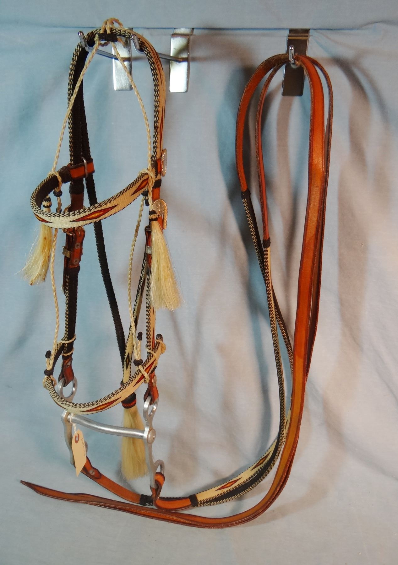Hitched horsehair bridle by Lenny Spurlock, Deer Lodge, MT, braided