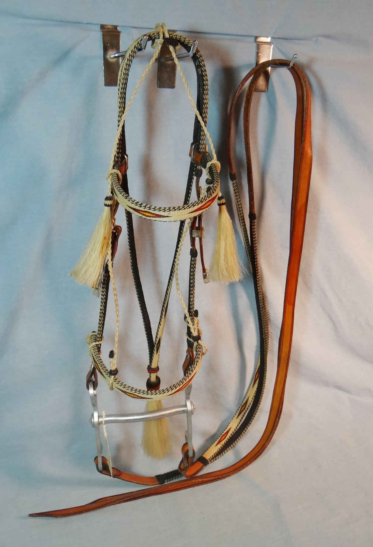 Hitched horsehair bridle by Lenny Spurlock, Deer Lodge, MT, braided