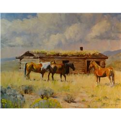 Kennington, A. R., The Old Log Cabin, oil on board, 16" x 20", est. $800-1000