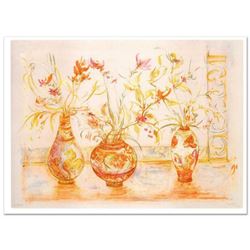 "Chinese Vase" Limited Edition Lithograph (42" x 29.5") by Edna Hibel, Numbered and Hand Signed with