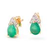 Image 1 : Plated 18KT Yellow Gold 2.00ctw Green Agate and Diamonds Earrings