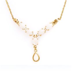 Plated 18KT Yellow Gold 1.95ctw Opal and White Topaz Pendant with Chain