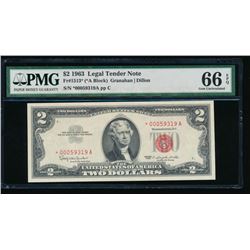 1963 $2 Legal Tender STAR Note PMG 66EPQ