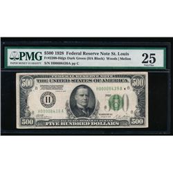 1928 $500 St Louis Federal Reserve Note PMG 25