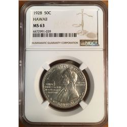 1928 Hawaii Half Dollar Coin NGC MS63