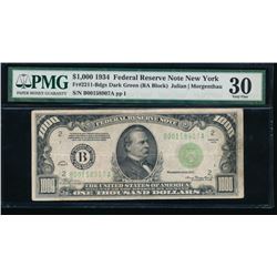 1934 $1000 New York Federal Reserve Note PMG 30