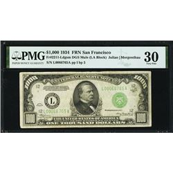 1934 $1000 San Francisco Federal Reserve Note PMG 30
