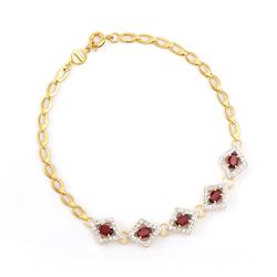 Plated 18KT Yellow Gold 2.25ctw Garnet and Diamond Bracelet