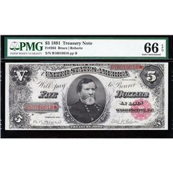 1891 $5 Treasury Note PMG 66EPQ