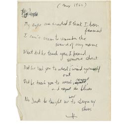 Bob Dylan 1962 Handwritten Lyrics and Notes