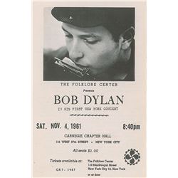Bob Dylan 1961 Carnegie Chapter Hall Program