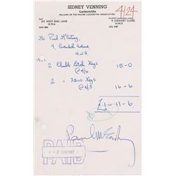 Paul McCartney Signed Receipt