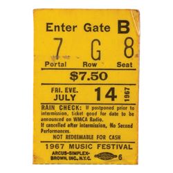 Jimi Hendrix Experience 1967 Forest Hills Ticket Stub, Matchbook, and Program