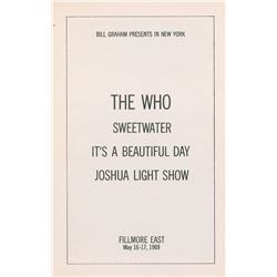 The Who 1969 Fillmore East Program