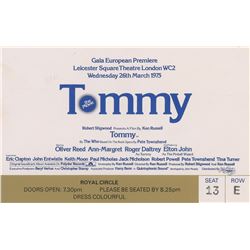 The Who 1975 Tommy Premiere Ticket Stub