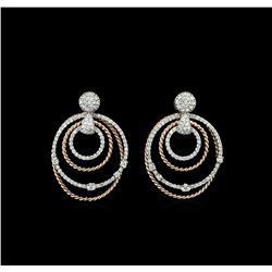 1.14 ctw Diamond Earrings - 14KT Rose and White Gold