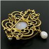 Image 5 : Vintage 14kt Yellow Gold 4.50 ctw Opal and Pearl Open Work Brooch Pin or Pendant