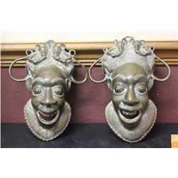 A Set of Two Bronze/Other Metal Wall or Door Hanger