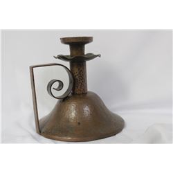 A Hand Hammered Copper Oil Lamp