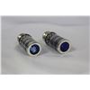 Image 3 : A Pair of Silverplated and Blue Glass Salt and Pepper Shakers
