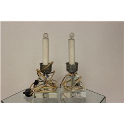 Lot of 2 Vintage Mid Century Modern Lucite Base Table Lamps