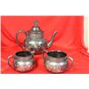 Image 1 : Set of 3 Silverplated Teapot, Sugar and Creamer