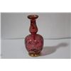 Image 4 : A Handpainted Cranberry Glass Vase