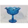 A Pressed Glass Blue Stem Bowl