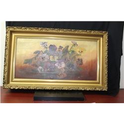 An Antique Oil on Canvas Still Life, Flowers