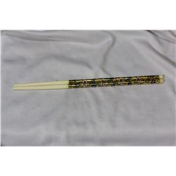 A Pair of Cloisonne and Bone Copsticks