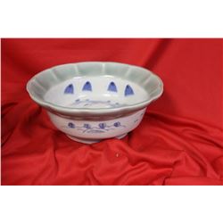 A Japanese Celadon Blue and White Bowl