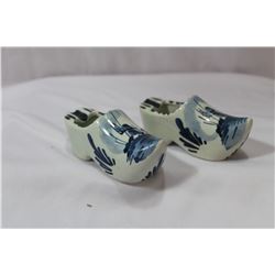 A Pair of Delft Ceramic Shoes
