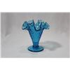Image 1 : A Blue Glass Ruffle Edge Small Vase