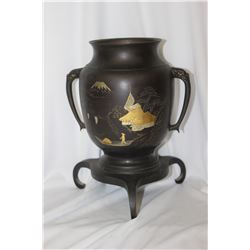 A Japanese Mix Metal Bronze Urn