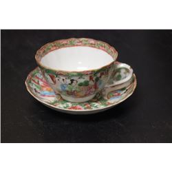 A 19th Century Rose Medallion Cup and Saucer