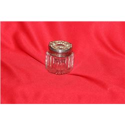 A Sterling Top Ornate Glass Container