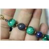 Image 3 : A 14Kt Gold Lapis and Malachite Bracelet