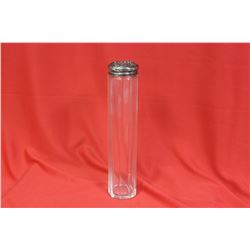 A Tall Sterling Top Glass Container