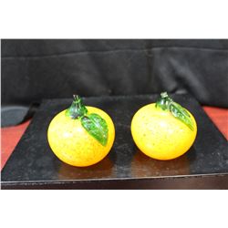 Set of Two Art Glass Oranges