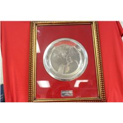 A Framed Sterling Silver Queen Elizabeth II. Plate/Bowl