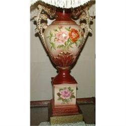 Meissen Urn Style Lamp Large 35" Rose Design #1221603