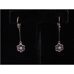 Edwardian Platinum Gold Diamond Earrings #1221623