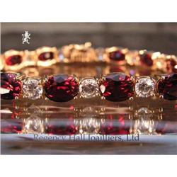 RHJ Rich Red Synthetic  Ruby Bracelet w CZs #1221632
