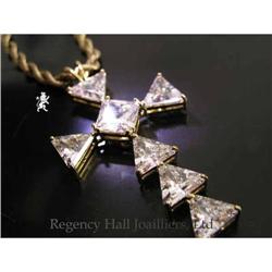 RHJ Cubic ZirconiumTrillion Cross in Solid 18k #1221635