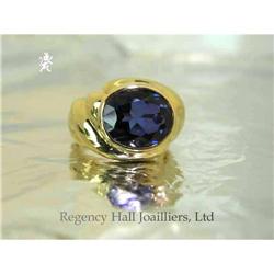 RHJ Bezel Set Oval Synthetic Sapphire in 18k #1221639