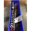 Image 1 : BIN OF ASSORTED 1/2"& 1/4" RATCHETS, IMPACT SOCKETS EXTENSIONS AND MORE